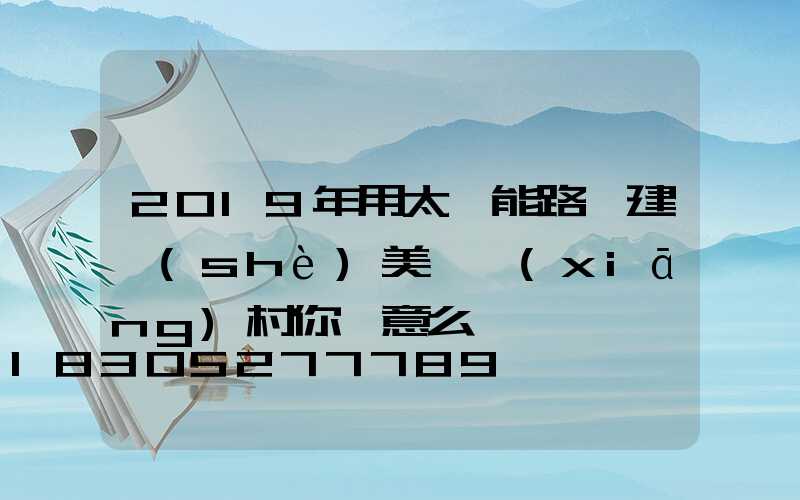 2019年用太陽能路燈建設(shè)美麗鄉(xiāng)村你滿意么