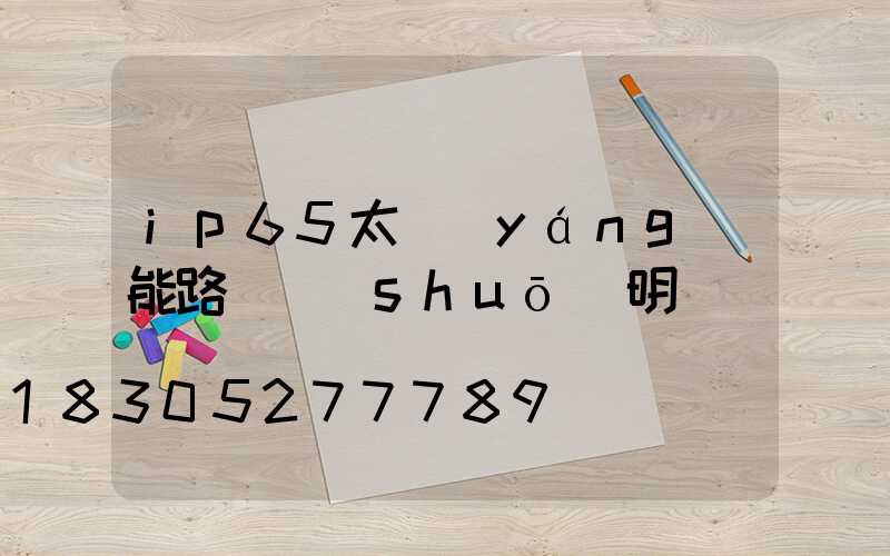 ip65太陽(yáng)能路燈說(shuō)明書