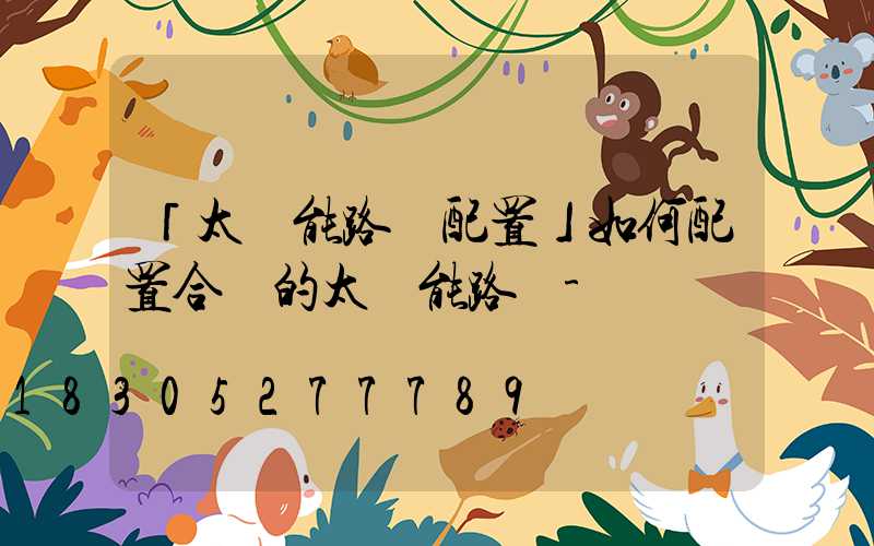 「太陽能路燈配置」如何配置合適的太陽能路燈-