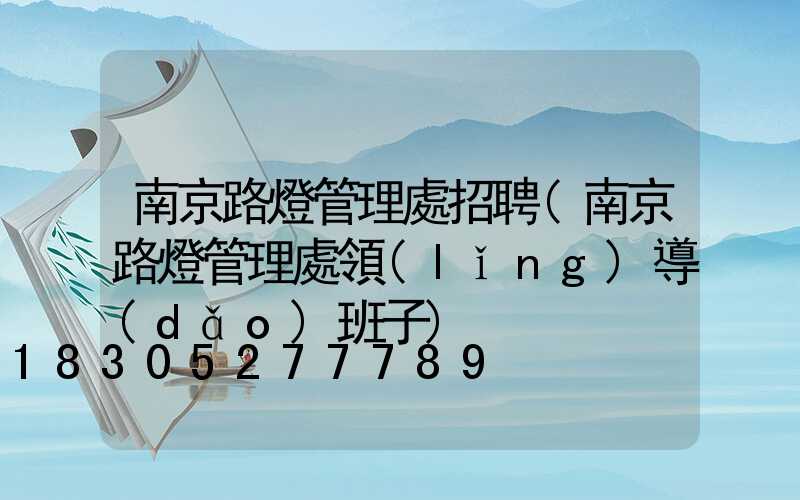 南京路燈管理處招聘(南京路燈管理處領(lǐng)導(dǎo)班子)