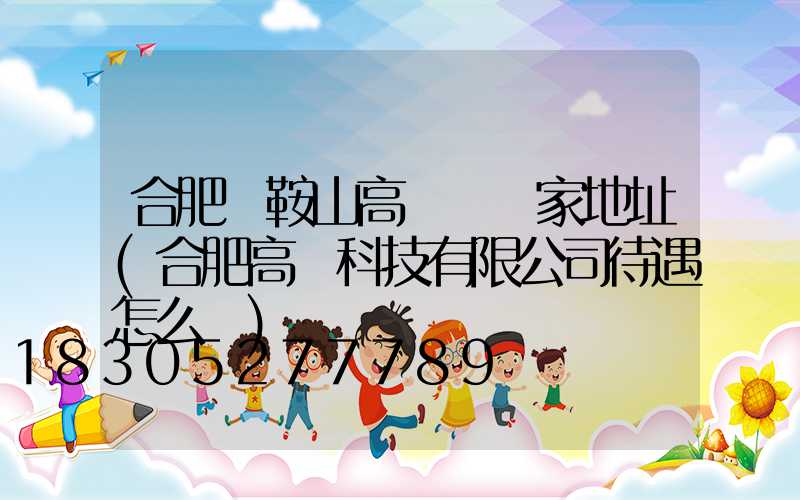 合肥馬鞍山高桿燈廠家地址(合肥高燈科技有限公司待遇怎么樣)