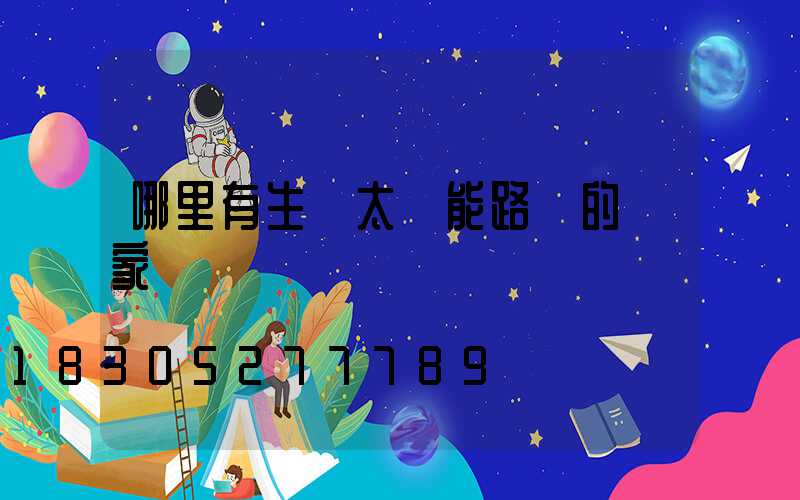 哪里有生產太陽能路燈的廠家