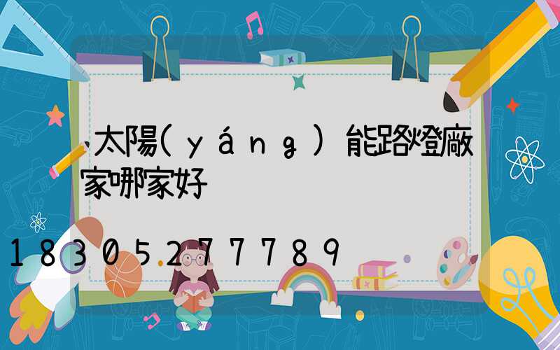 太陽(yáng)能路燈廠家哪家好