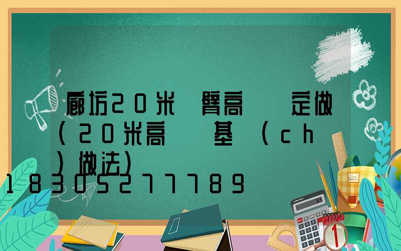廊坊20米雙臂高桿燈定做(20米高桿燈基礎(chǔ)做法)