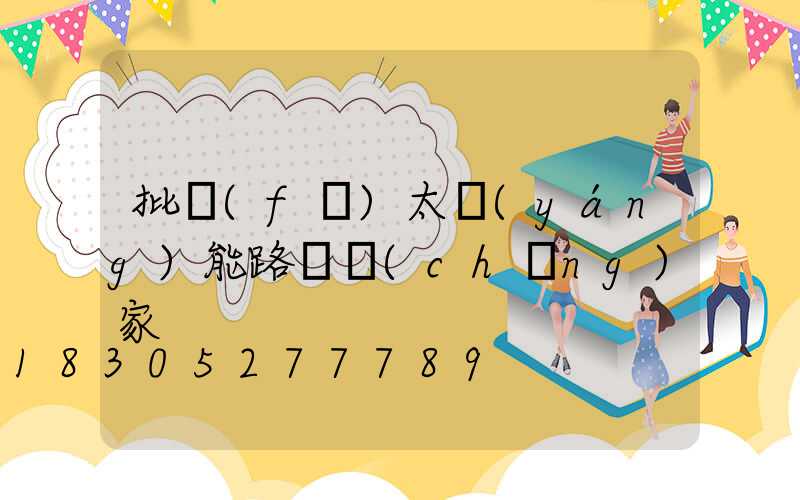 批發(fā)太陽(yáng)能路燈廠(chǎng)家