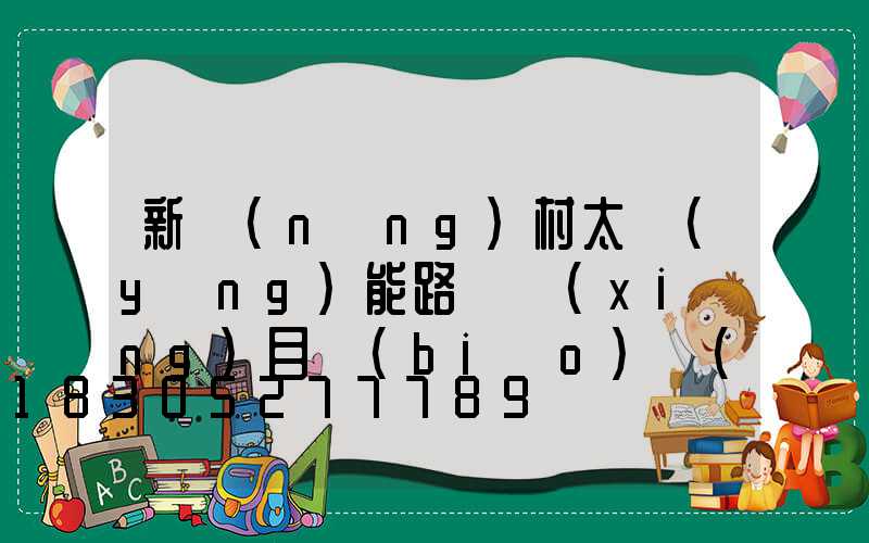 新農(nóng)村太陽(yáng)能路燈項(xiàng)目標(biāo)書(shū)