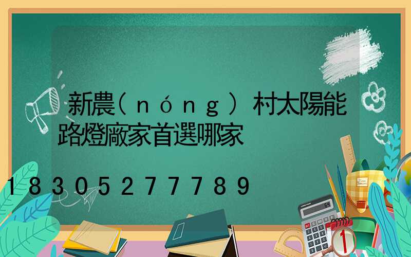 新農(nóng)村太陽能路燈廠家首選哪家