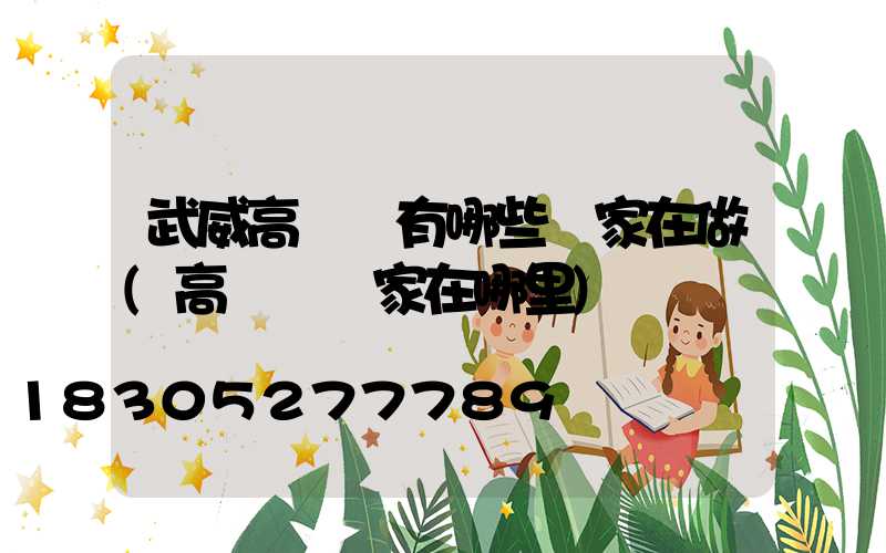 武威高桿燈有哪些廠家在做(高桿燈廠家在哪里)