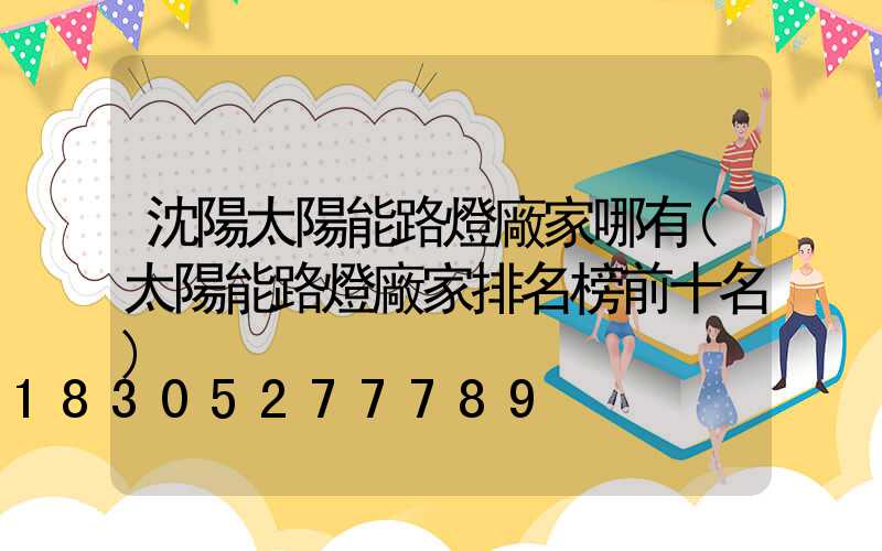沈陽太陽能路燈廠家哪有(太陽能路燈廠家排名榜前十名)