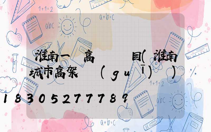 淮南一體高桿燈項目(淮南城市高架橋規(guī)劃)