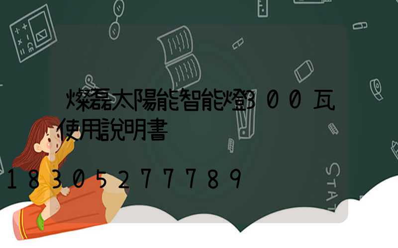 燦磊太陽能智能燈300瓦使用說明書