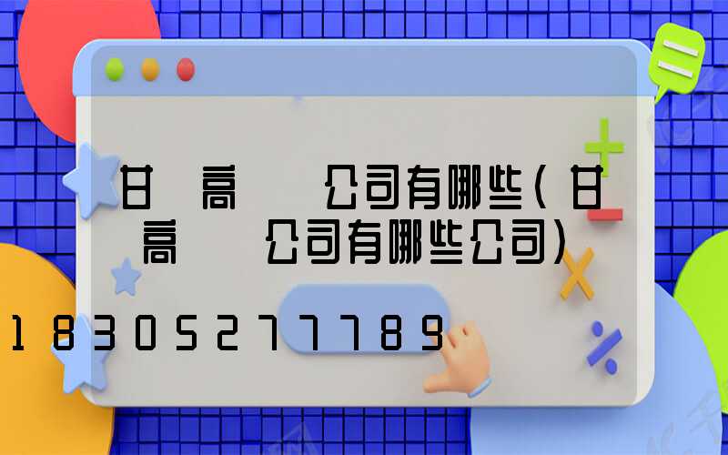 甘肅高桿燈公司有哪些(甘肅高桿燈公司有哪些公司)