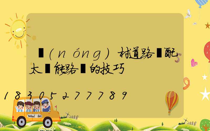 農(nóng)村道路選配太陽能路燈的技巧
