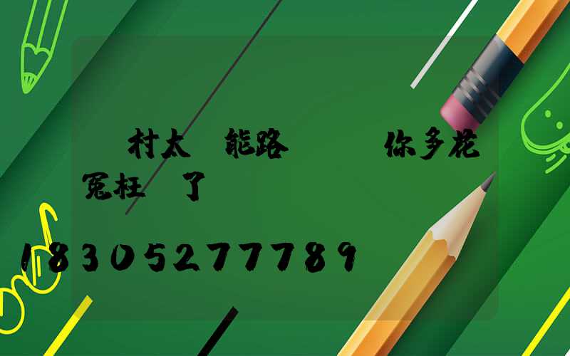 農村太陽能路燈選購你多花冤枉錢了嗎