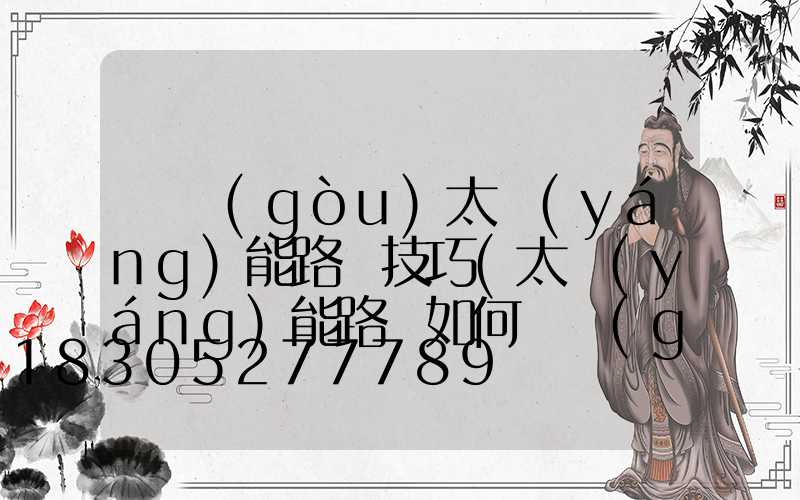 選購(gòu)太陽(yáng)能路燈技巧(太陽(yáng)能路燈如何選購(gòu))