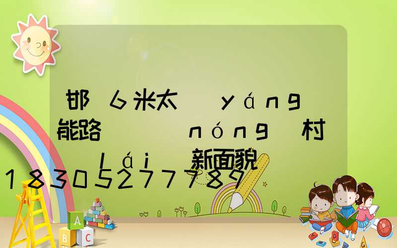 邯鄲6米太陽(yáng)能路燈為農(nóng)村帶來(lái)新面貌