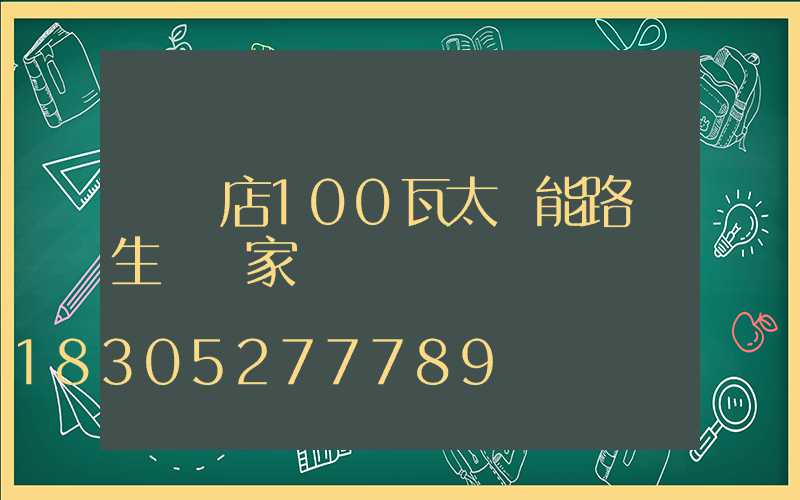 駐馬店100瓦太陽能路燈生產廠家